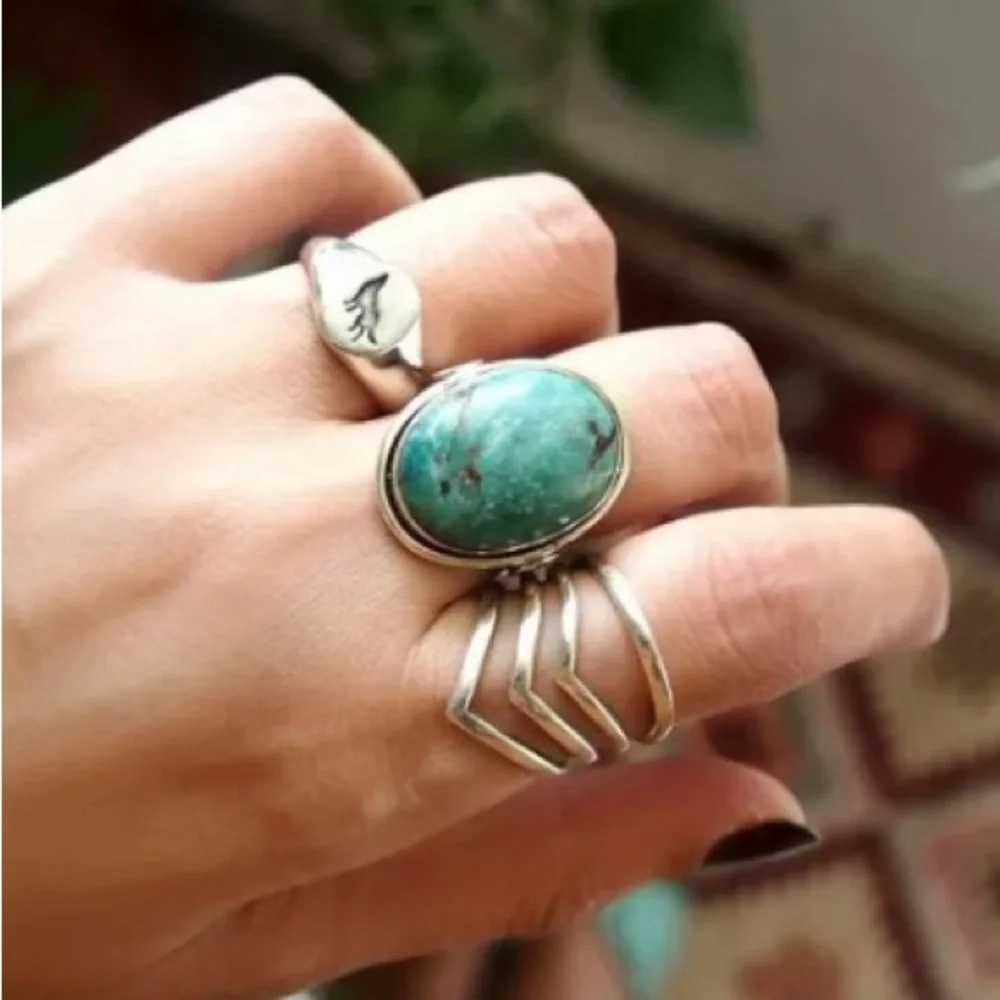 925 Sterling Silver Adjustable Triple Chevron Thumb/Index/POWAH WonderWo…